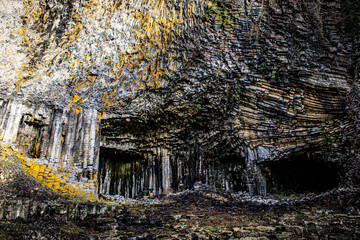 Basalt Caves of Genbudo Park in Natural Cliff Formation , Sanin Kaigan Geopark, Toyooka, Japan