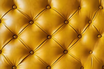 Fototapeta premium Gold Leather Upholstery with Diamond Tufting