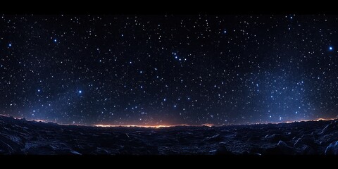 Starry Night Sky Panoramic View Hyper-Realistic Cosmic Scene with Millions of Twinkling Stars Illuminated by Ambient Light in Vast Universe