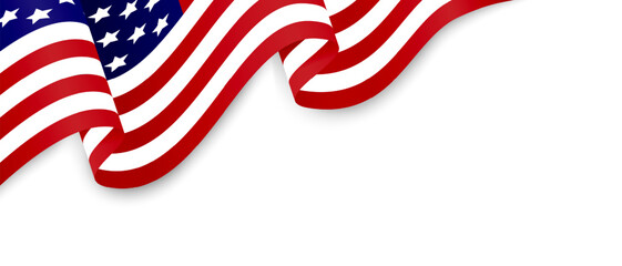 Realistic waving american flag on transparent background. For patriotic design and celebration Independence Day 4th of July, Memorial, Veterans Day. Presidential inauguration design element.