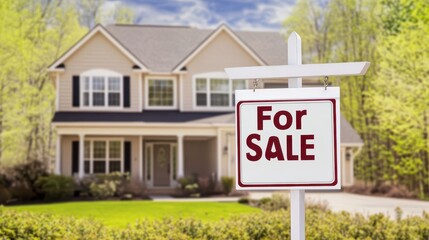 For Sale sign prominently displayed in front of property land, symbolizing real estate opportunities and investment.