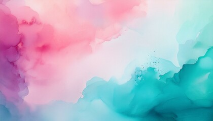 Abstract art: Pink and teal watercolor blend