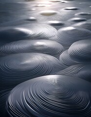 Obraz premium Abstract concentric circles in dark gray, creating a 3D textured landscape.