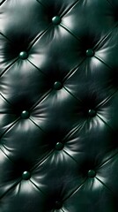 Naklejka premium Dark Green Leather Upholstery with Diamond Tufting