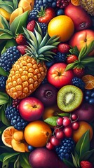 A vibrant still life of fresh, colorful fruits. A feast for the eyes and a delight for the senses.