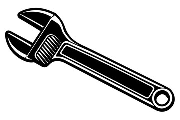  Adjustable Spanner on White Background vector art illustration