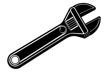  Adjustable Spanner on White Background vector art illustration