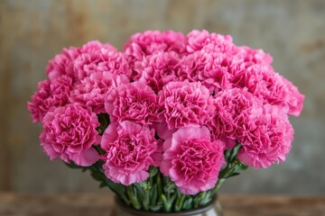 Fototapeta premium romantic floral arrangement featuring vibrant pink carnations creating a visually stunning wall of color and texture