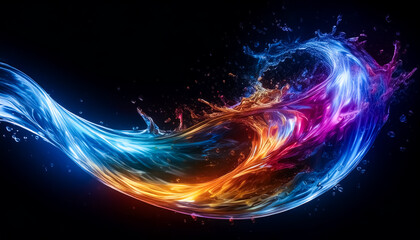 Obraz premium colorful, flow, drop, liquid, wave, repel, splash, stream, glow, digital, wallpaper, art, illustration, design, material