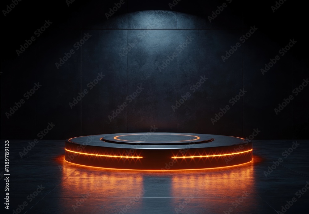 Aufkleber futuristic display podium with glowing lighting for minimalist product showcase