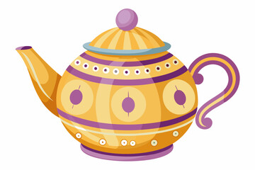 Ceramic teapot on white background vector art illustration