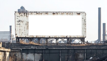 Obraz premium Rusty Billboard in Industrial Decaying Landscape