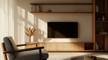 A modern minimalist living room with a neutral color palette, showcasing a large beige sectional sofa, a glass coffee table, and a sleek fireplace set against a pristine white wall.