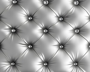 Fototapeta premium Silver Tufted Upholstery Texture with Metallic Buttons