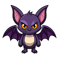 This cute bat character exhibits an angry expression featuring large ears and expressive eyes making it stand out against a plain background