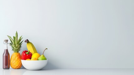 Fresh Fruits and Beverages on a Light Background