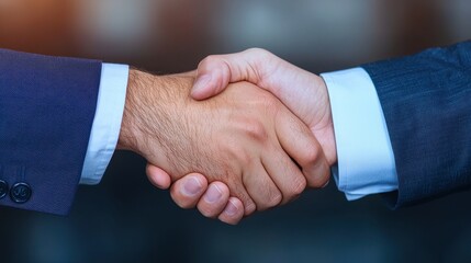 Obraz premium Close-up of Handshake Between Two Business People in Suits