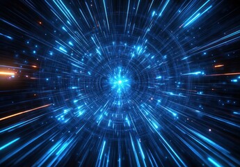 Futuristic Blue Light Streaks Abstract Composition Dynamic Motion Illumination