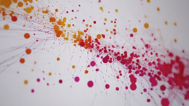 A scatterplot graph with vibrant dots and connecting lines on a clean white backdrop for statistical analysis.