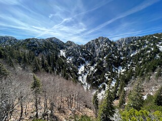 The last remnants of spring snow after a long and harsh mountain winter - Northern Velebit National...