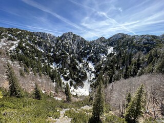 The last remnants of spring snow after a long and harsh mountain winter - Northern Velebit National...