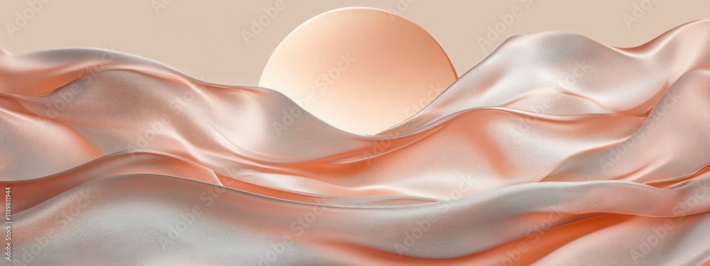 Poster elegant silk ribbons presentation with round frame for cosmetic product display