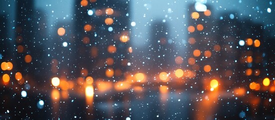 Obraz premium Snowy city night bokeh, winter vibe
