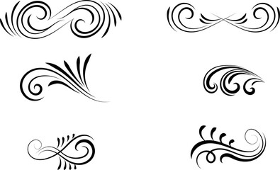 collection of decorative swirls, dividers. Vector calligraphic objects for wedding invitations, greeting cards, and certificate designs. set of classic lines and borders. A set of vector illustrations