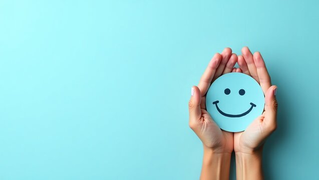 Hands Gently Holding a Smiling Face Icon