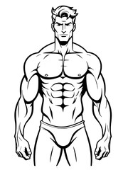 Fototapeta premium black and white sketch of strong male character