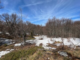 The last remnants of spring snow after a long and harsh mountain winter - Northern Velebit National...