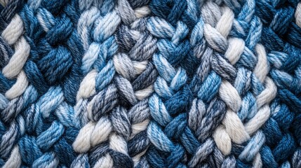 Intricate Blue and White Knitted Textile Texture
