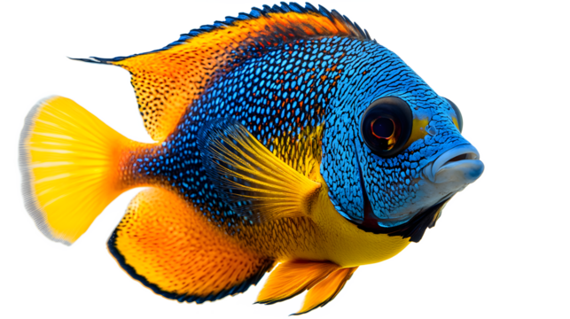 Colorful tropical fish swimming in clear waters of the coral reef