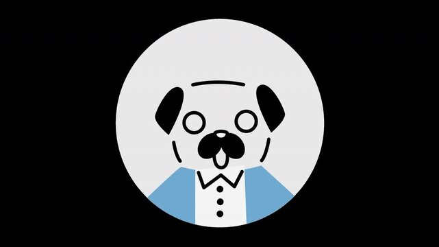 A cartoon representation of a pug wearing a blue shirt, showcasing its playful and charming personality.