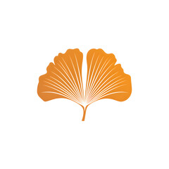 Modern Minimal Ginkgo Leaf Icon on White Background