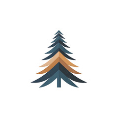 Obraz premium Minimalistic Fir Tree Icon with Layered Triangular Branches