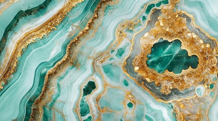 Abstract Teal and Gold Marble Texture: Luxurious Swirls of Opulence