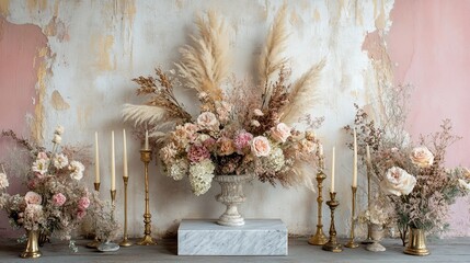 Elegant Bohemian Wedding Floral Arrangement with Candles