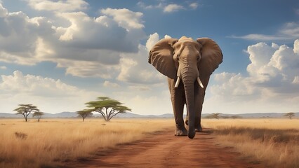 elephant walking in the desert