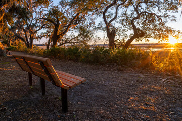 Beanches by the coast at sunset