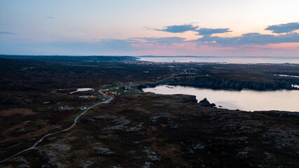 Coastal town at sunset