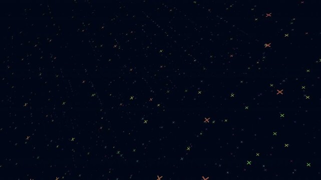 A vibrant cross formed from colorful stars rests against a dark background, creating an enchanting and captivating visual display