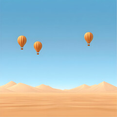 Desert Hot Air Balloons Illustration