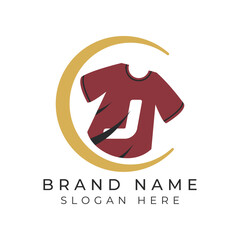 Letter J Logo Concept With T-Shirt. Alphabet J garments moon face icon design