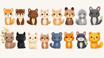 Obraz premium Cute cartoon animals set. illustration of a cute animal collection