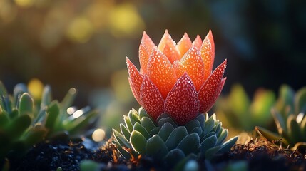 Dew-kissed succulent sunrise garden bloom