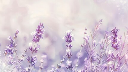 Fototapeta premium A soft, dreamy image of lavender flowers in gentle pastel hues, evoking tranquility and beauty.
