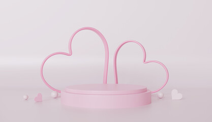 Pink Pastel Heart Shaped Product Display Stand with Mockup Scene for Valentines Day