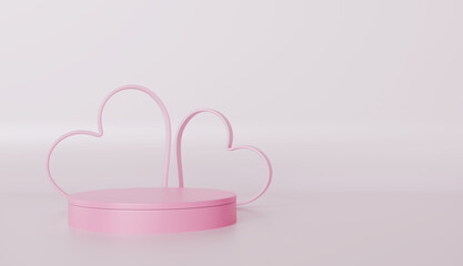 Romantic Pink Heart Shaped Podium Display Valentines Day Product Mockup Minimalist 3D Render