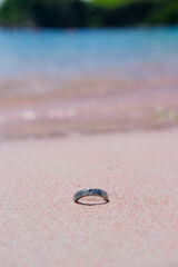 Pink Beach in the summer, famous for its unique pink sand and clear water, surrounded by breathtaking landscapes and vibrant marine life, Komodo National Park, Indonesia